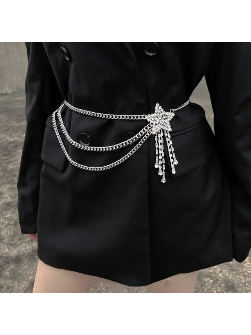 Sparkly Rhinestone Layered Chain Belt | Adjustable Metal Body Jewelry for Women